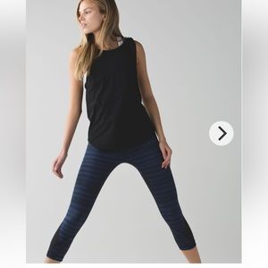 Lululemon Run:Inspire Crop II Good Vibes Deep Navy Black/Black Size 4